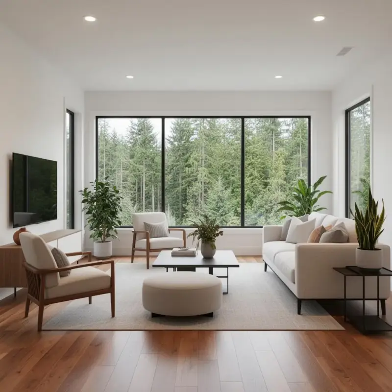 Professional house cleaning results in a Beaverton, Oregon living room