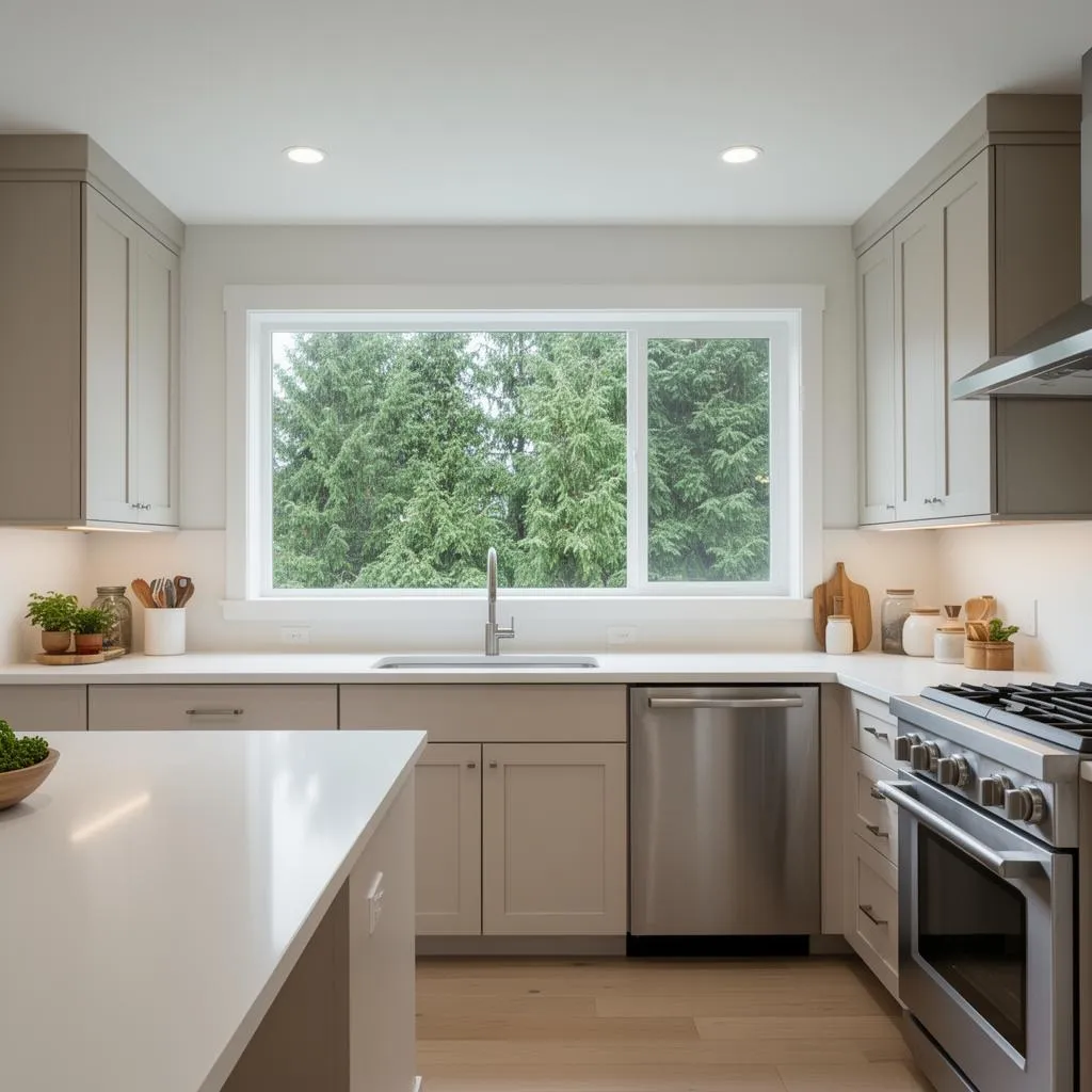 Kitchen cleaned by professional maid service in Fairview, Oregon