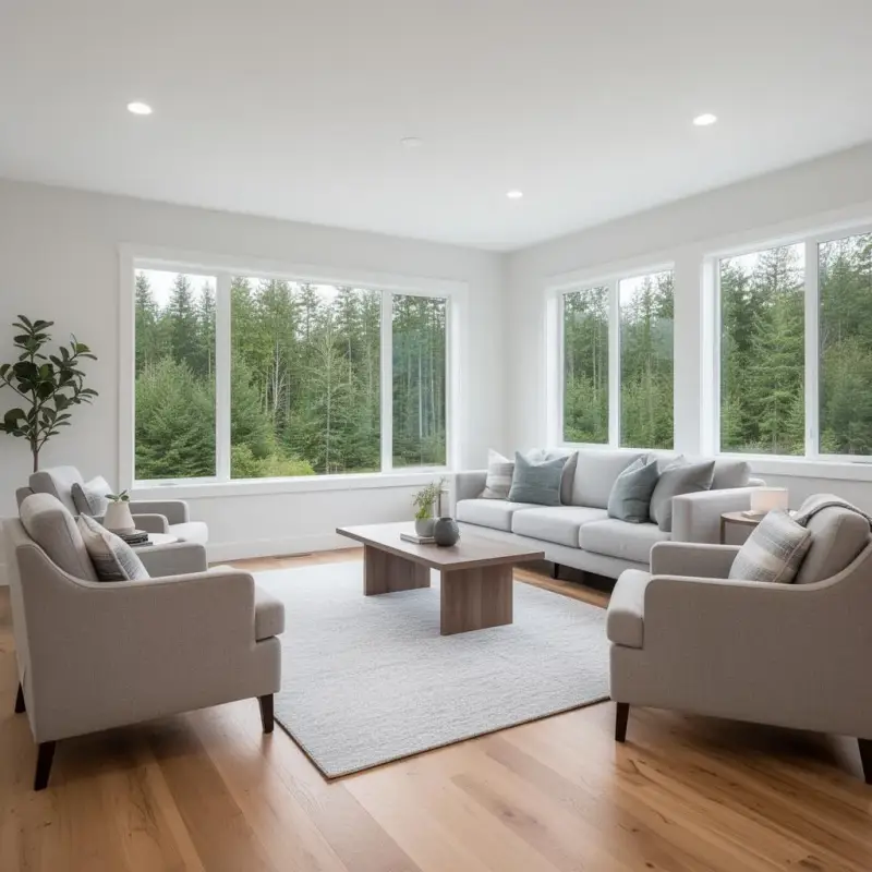Professional house cleaning results in a Fairview, Oregon living room