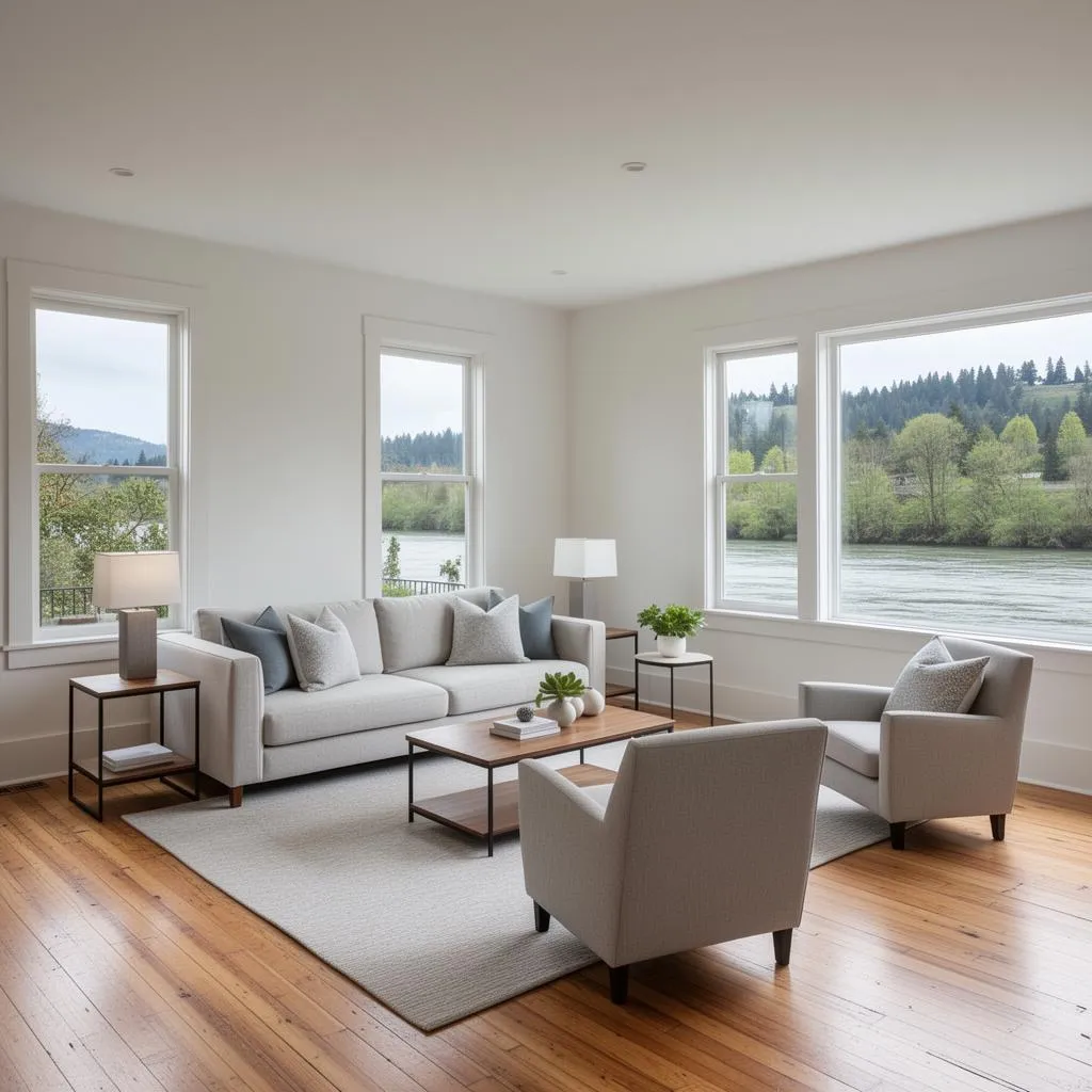 Professional house cleaning results in a Gladstone, Oregon living room