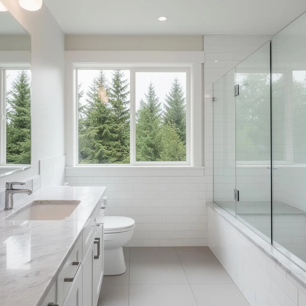 Sparkling clean bathroom after house cleaning service in Hillsboro, Oregon