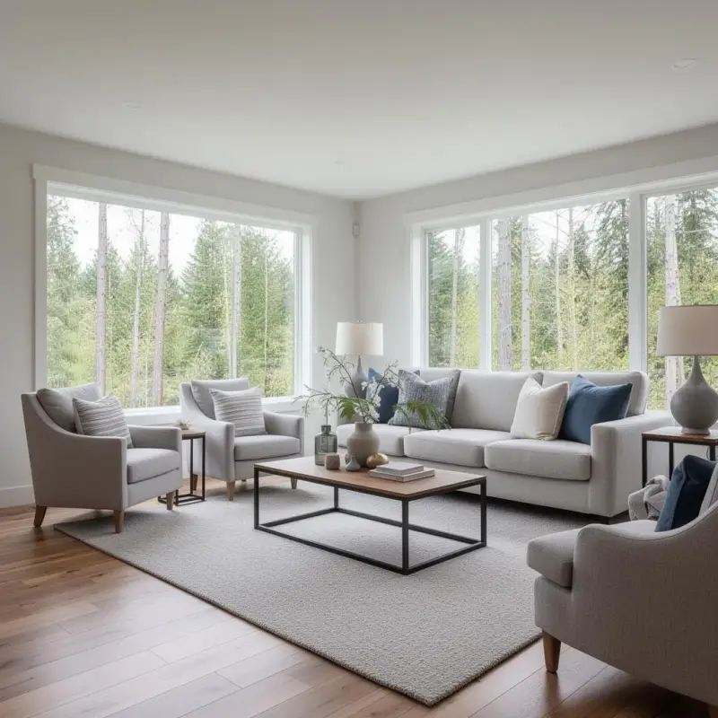 Professional house cleaning results in a King City, Oregon living room