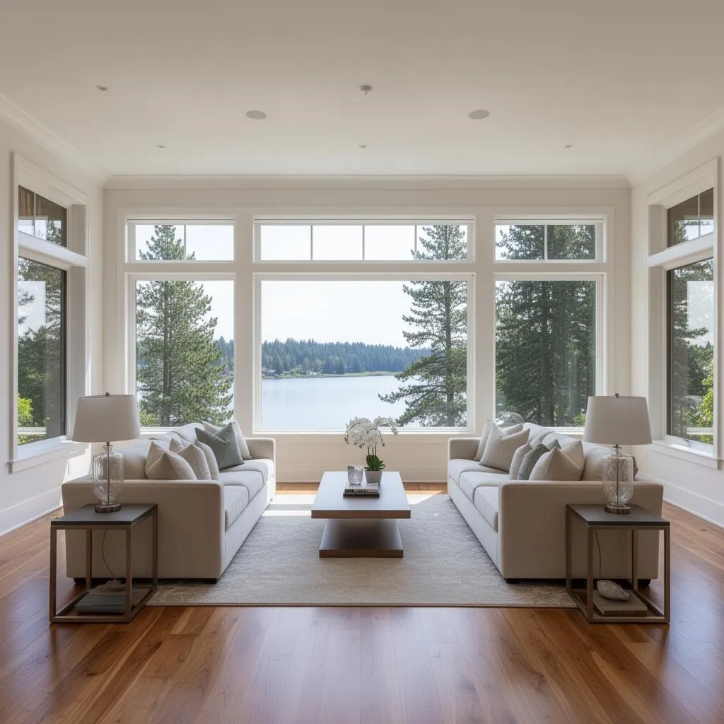 Professional house cleaning results in a Lake Oswego, Oregon living room