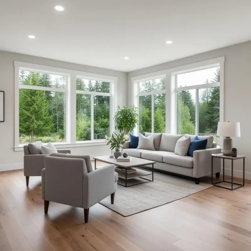 Professional house cleaning results in a Milwaukie, Oregon living room