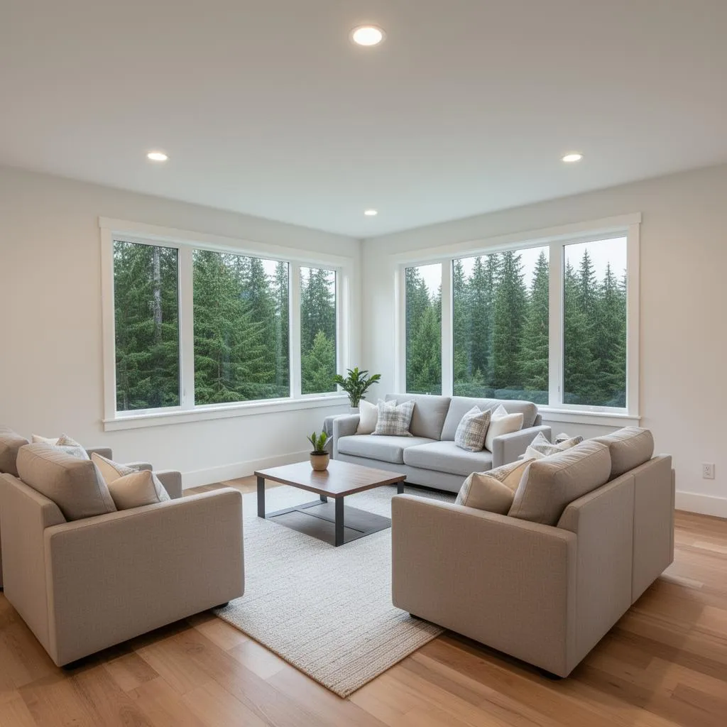 Professional house cleaning results in a Troutdale, Oregon living room