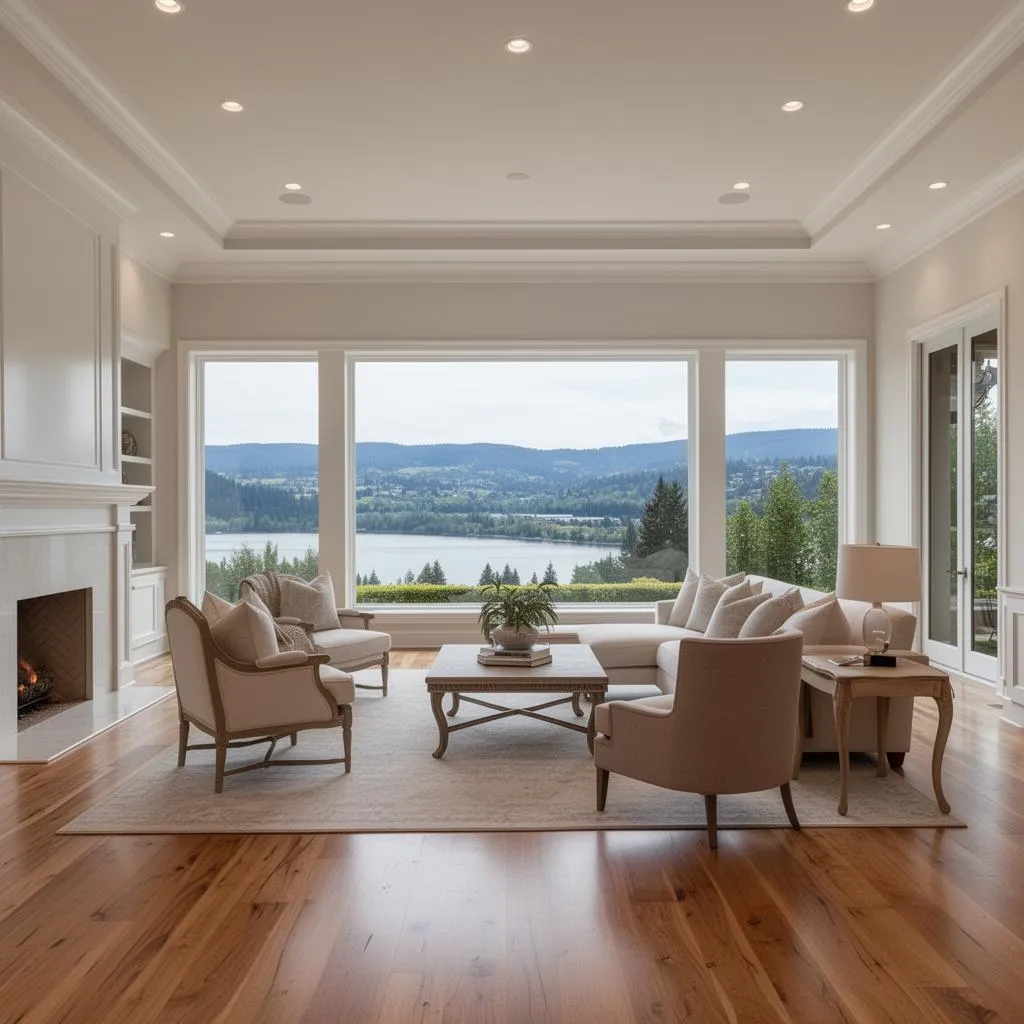 Professional house cleaning results in a West Linn, Oregon living room