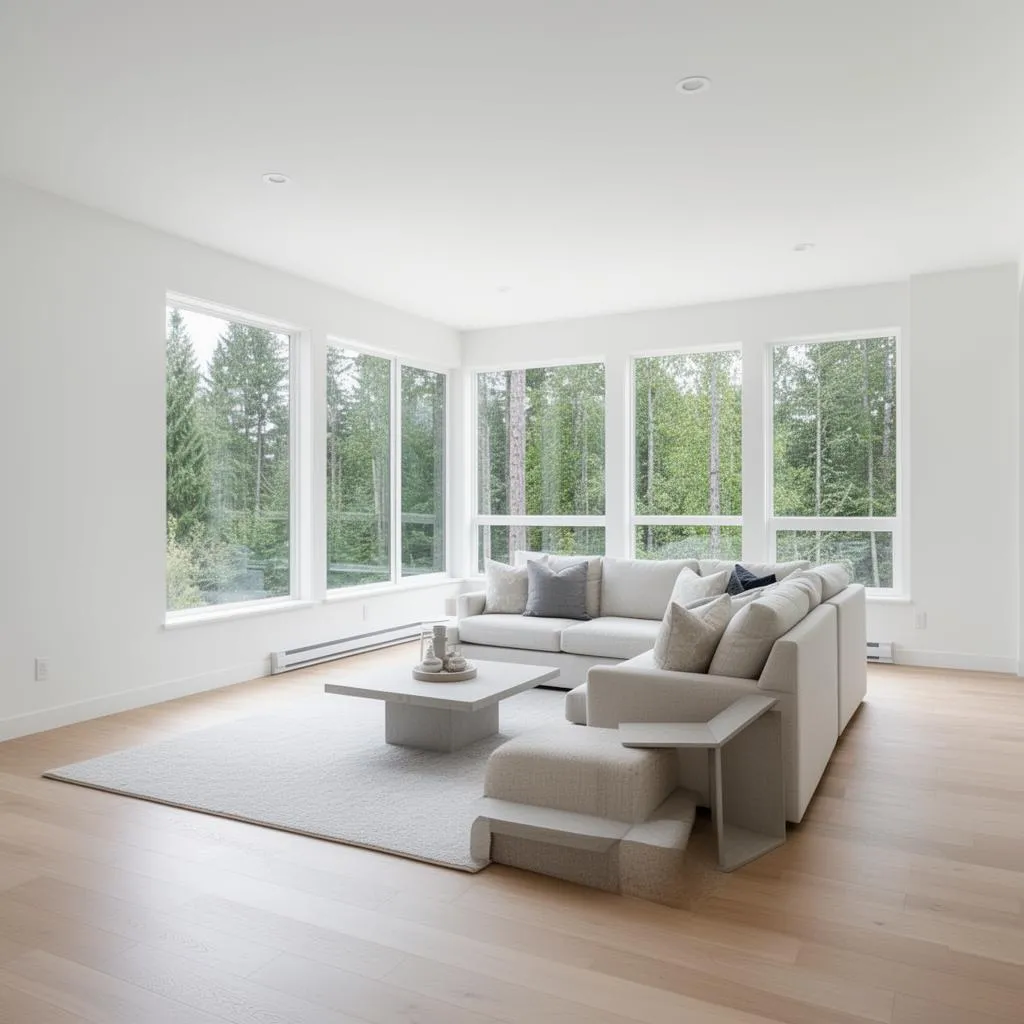 Professional house cleaning results in a Wilsonville, Oregon living room
